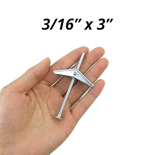 HASWARE Toggle Bolt Zinc Plated Steel and Wing Nut for Hanging Heavy Items on Drywall 3/16x3 (12 Pack)