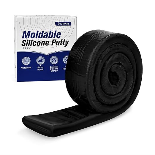 Moldable Silicone Putty, Waterproof, Stay Pliable,Good Plasticity for Repair and Fill Various Gaps in Bathrooms, Fountains, Water Pipes, Walls (Black)