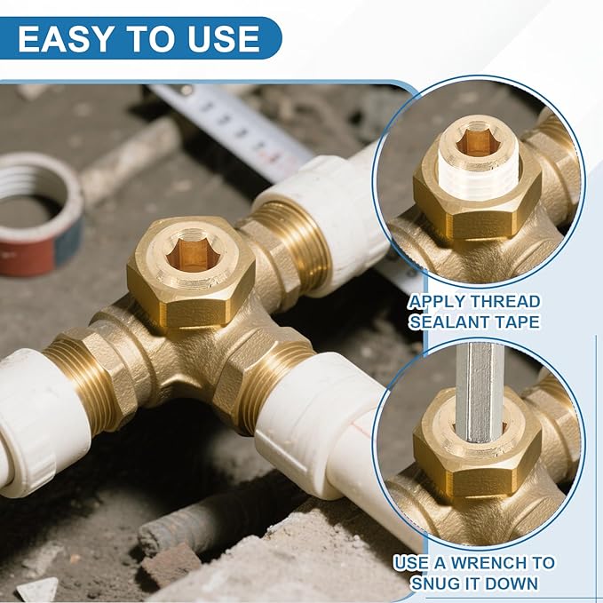 PATIKIL 1/2" BSP Male Pipe Plug Fitting, 3Pcs Brass Hex Counter Sunk Plug Brass Male Connector Socket for Closing the End of Pipe Industrial Machinery Fittings