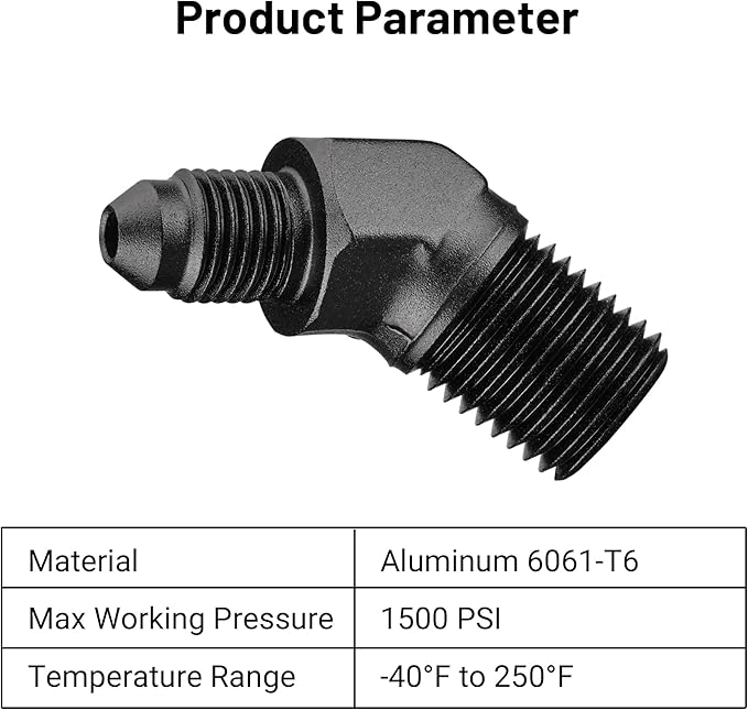 EVIL ENERGY 3AN Male Flare to 1/4" NPT Pipe 45 Degree Fitting Adapter Aluminum Black