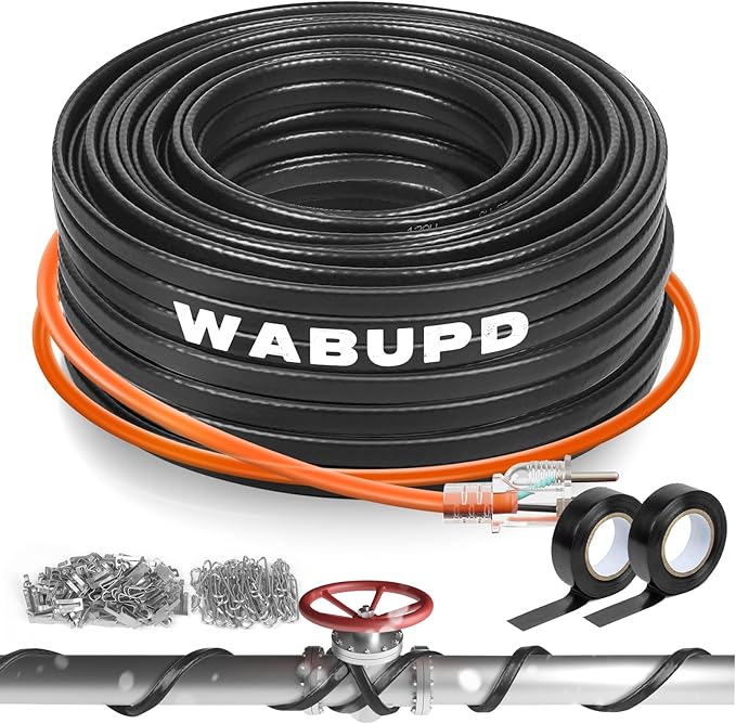 3FT-200FT Heat Tape for Water Pipes, -40°F Deicing Pipe Heat Cable,Electric Heating Cable Pipe,Frezze Protection for Heat Trace Cable for Metal, Plastic Home Pipes,Gutter,120V 5W/ft（100FT）