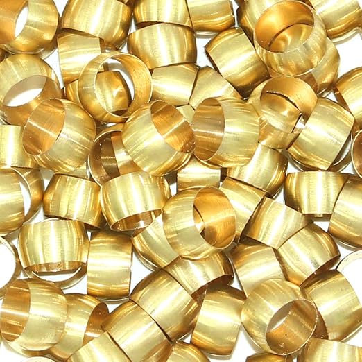 Beduan Brass Compression Fitting, Compression Sleeve Fitting Sleeve Ferrules 3/8" Tube OD (Pack of 40)