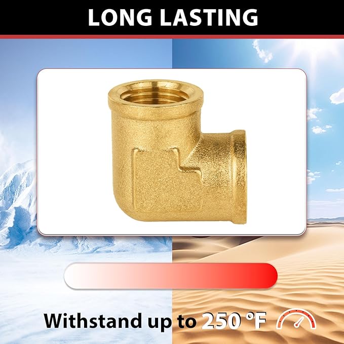 (Pack of 10) EFIELD 1/8" FNPT X1/8" FNPT 90 Degree Barstock Street Elbow, Female to Female Brass Pipe Fittings,(NPT107)