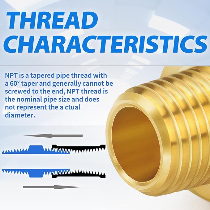 ChillWaves Brass Pipe Fitting, Reducer Adapter 1/2" NPT Female x 3/8" NPT Male Thread Adapter(3-PACK)