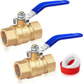 Boltigen 1 inch Forged Brass Ball Valve, 2Pack NPT Female to NPT Female Thread Heavy Duty Full Port Shut Off Valves, 600 WOG Long Handle Metal Plumbing Full Bore Control Valve Pipe Connector Fitting