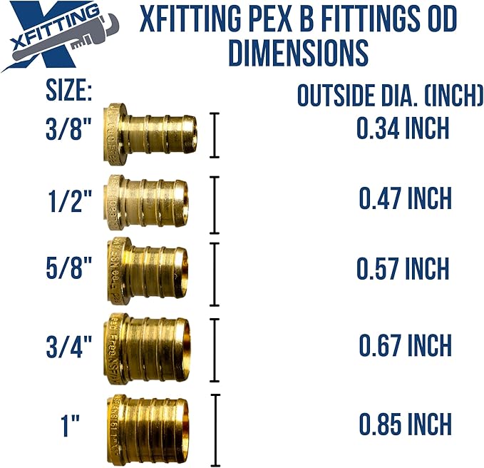 XFITTING 1 inch x 1 inch x 1 inch Pex Tee, Pex B Crimp Version 23-1-3=2X, 2 Pieces