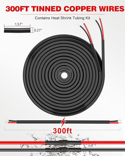 NAOEVO 20 Gauge Wire 2 Conductor Electrical Wire, 20 AWG Stranded PVC Cord, 12V Low Voltage/Tinned Copper/Flexible Cable for Automotive Wiring, Lamp Cord, Marine Cable (300FT)