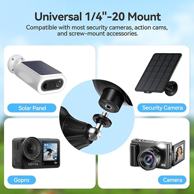 Magnetic Wall Mount for Security Cameras, Universal 1/4″ Screw, Adjustable Angle, Strong Magnet, No-Drill, Indoor/Outdoor, Tabletop & Wall Cameras, Compatible with Ring, Arlo, Wyze (Black, 1 Pack)