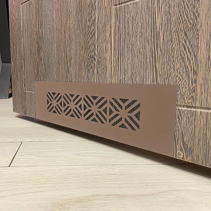 PATIKIL 12 x 2 Inch Door Air Vent Cover, 2 Pcs Heavy Duty Aluminum Grille Ventilation Cover Louvered with Mounting Screws for Cabinet Wardrobe Door, Brown