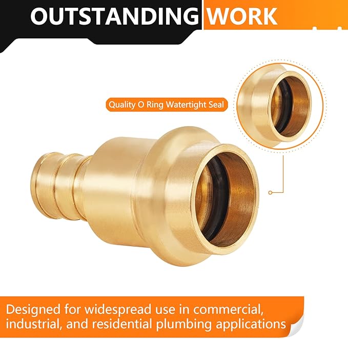 30-Pack HeSun Copper Press Fitting Adapter,1/2" PRESS X 1/2" PEX F1807 Crimp Coupling, LF Brass(PEX1807344-30)