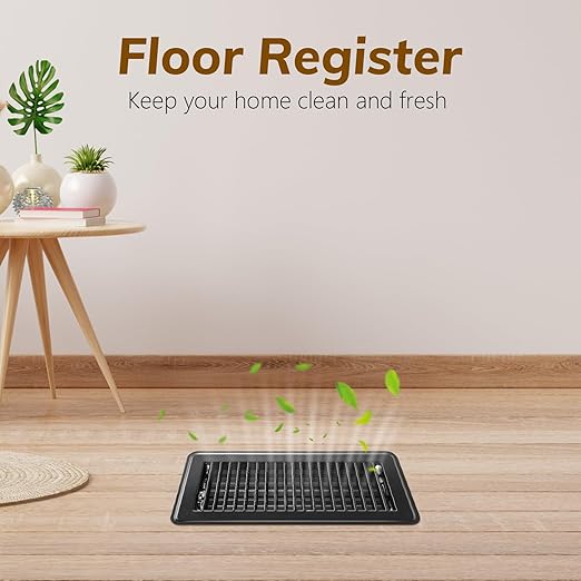 2Pcs Floor Vents Floor Registers 4x10 Inch, Heavy Duty Metal Hot Air Vent Covers 4x10 Inch with Rust-Proof Finish for Home Heater Floor Vent Grilles and Vents (2, Black, 4x10 Inches)