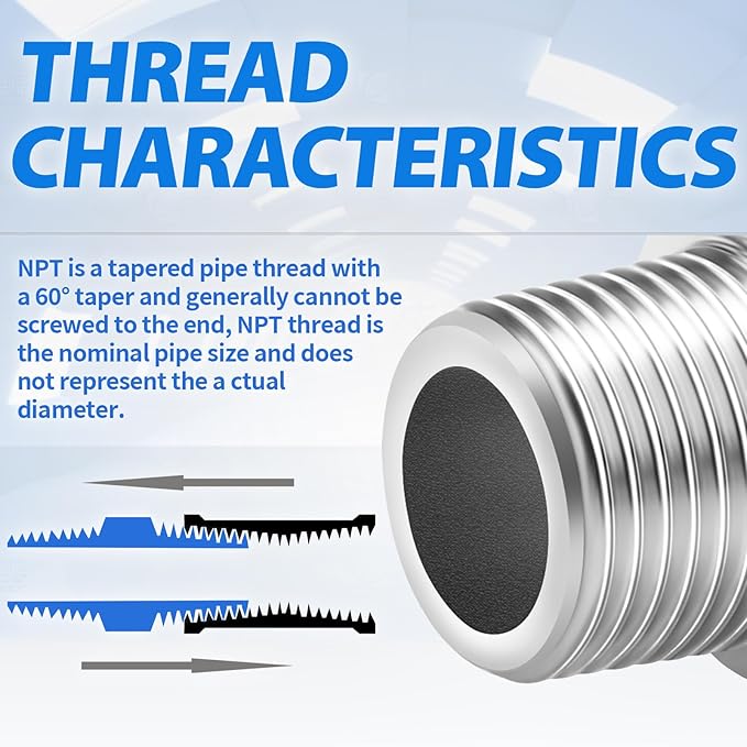 ChillWaves 304 Stainless Steel Pipe Fitting, Reducer Hex Nipple 3/4" NPT Male x 1/2" NPT Male Thread Adapter(3-PACK)
