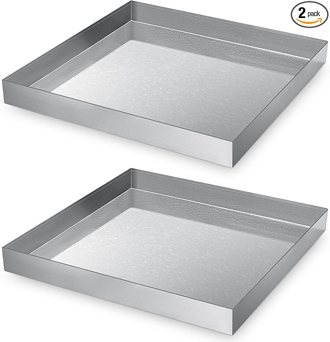 Shimeyao 2 Pack Galvanized Drain Pan 24" x 24" x 2.5" Water Damage Prevention for Dishwasher, Electric Water Heater, HVAC Protects Floor Drip Pan