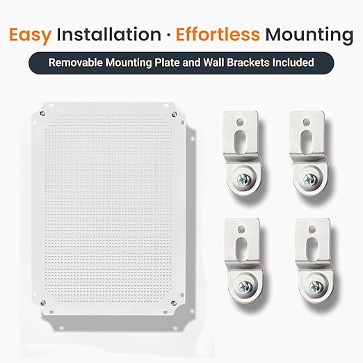QILIPSU Waterproof Junction Box IP67 Outdoor Plastic Electrical Project Enclosure Weatherproof with Mounting Plate, Wall Brackets, Hinged Grey Cover 16.1"x12.2"x7.1"