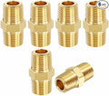 6 Pack Brass Pipe Fittings, 1/8" NPT Male to 1/8" NPT Male Brass Hex Nipple, Male Pipe Adapter Reducer for Air, Oil, LP