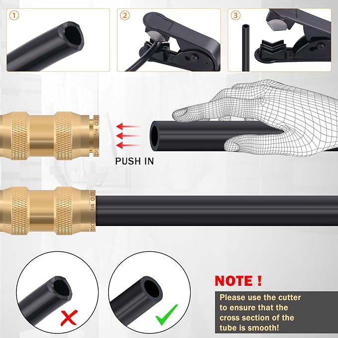 CheeMuii 35 PCS Brass DOT Air Line Fittings Kit 1/4 3/8 1/2 DOT Quick Connect Air Fittings Straight & Tee Union Push to Connect Air Hose Fittings for Semi Truck Trailers Air Brake System