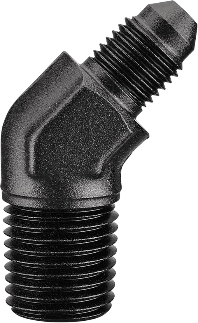 EVIL ENERGY 3AN Male Flare to 1/4" NPT Pipe 45 Degree Fitting Adapter Aluminum Black
