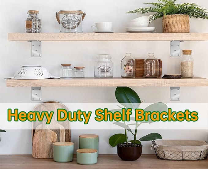 (8PCS) Heavy Duty L Brackets 5x5x2.5 for Wood,Metal Shelf Brackets,90 Degree Corner Bracket,Large Right Angle Bracket, Pergola Brackets Silver