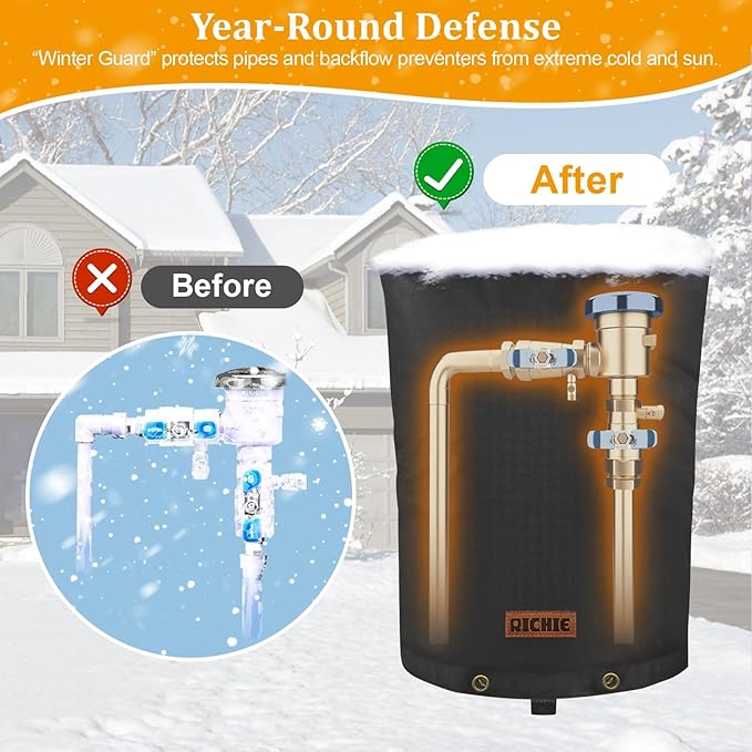 Backflow Preventer Cover (5°F) Heavy-Duty 5-Layer Insulated Enclosure, Freeze & All-Weather Protection for Outdoor Pipe, Irrigation Sprinkler Valve, Well Water Pump & PVB, 20" Wx34 H Black