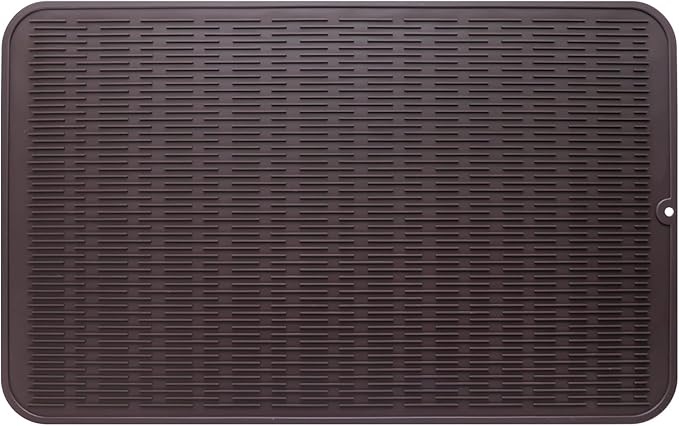 Silicone Dish Drying Mat for Multiple Usage,Easy clean,Eco-friendly,Heat-resistant Silicone Mat for Kitchen Counter or Sink,Refrigerator or Drawer Liner Coffee 3XL 28 inches x 18 inches