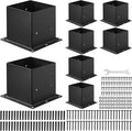 VEVOR 4x4 Post Base 8 Pcs, Inner Size 3.6x3.6 inch / 92x92 mm Post Brackets, Heavy Duty Carbon Steel Decking Posts, Wood Posts Brackets for Pavilion Deck Railing Support Deck Base Plate, Black