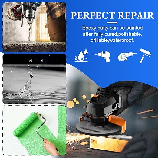 Epoxy Putty - 12oz 2 Part Strong Formula, Ceramic Repair for Cracks, Filling & Epoxy Sculpt - for Metal, Concrete, Plastic, Ceramics - Fast, Durable Concrete Crack Repair & Plumbers Putty (Grey)