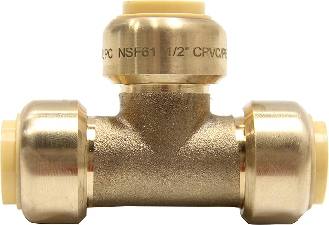 (Pack of 12) EFIELD 1/2 Inch Push Fit Fitting Bundles to Connect Pex, Copper, CPVC -Tee "T" 2 Pieces, Elbow and Coupling 5 Pieces each, with a Disconnect Clip,(PF138)