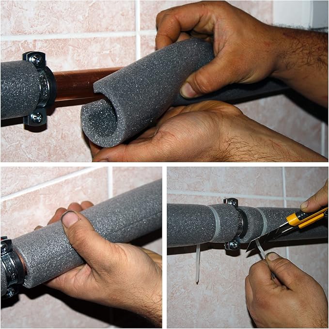 MECCANIXITY Foam Tube Sponge Protective Sleeve Black Seal Sleeve Polyethylene Pipe 30x40mm(1.2x1.57 Inch) for Pipe Insulation, Pack of 2