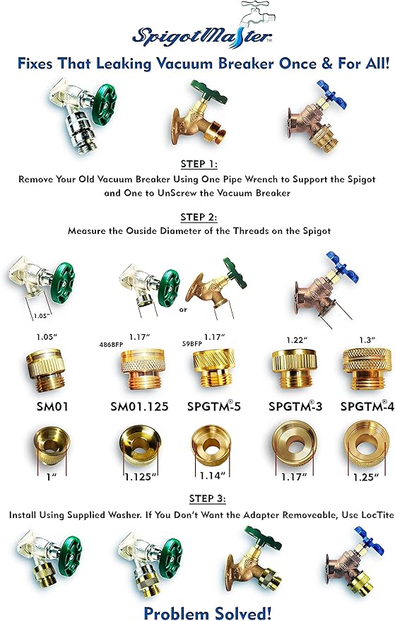 ~ SM01 Vacuum Breaker Adapter~ Turns an Arrowhead Anti-Siphon Hose Bib Into a Straight Through Connection. Replaces 1019-a-486BFP & Fits: 482BFP(1, SM01)