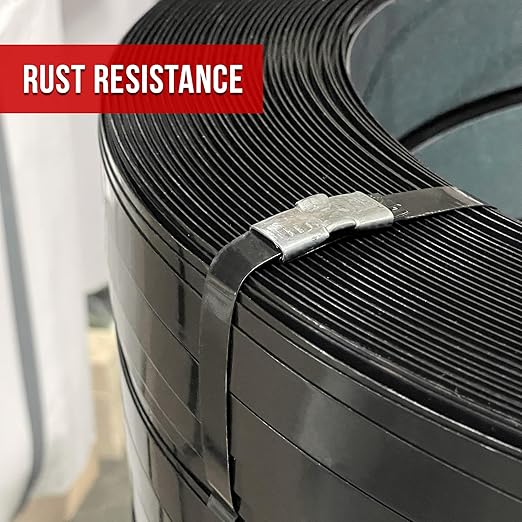 8NET Steel Strapping Band, 3,080' Length x 1/2'' Width x 0.020'' Thickness (1,170 lbs Break Strength), Cut Resistant Pallet Banding, Heavy Duty Metal Strap (20 Rolls)