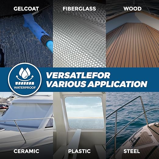 [Black] 5200 Marine Sealant for Boats & RVs-Fast-Cure (30 Mins), Waterproof, UV-Resistant, High-Bond Adhesive Sealant for Hulls, Decks,Fiberglass, Wood & Metal-Eco-Friendly, Low Odor Pond Sealant