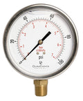 4" Oil Filled Pressure Gauge - Stainless Steel Case, Brass, 1/2" NPT, Lower Mount Connection, 0-100PSI