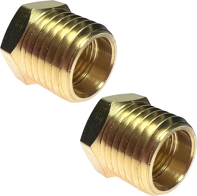 2pcs 1/4" NPT Male x 1/8" NPT Female Brass Reducer Hex Bushing Threaded Fitting Adapter by CX WONDERLAND