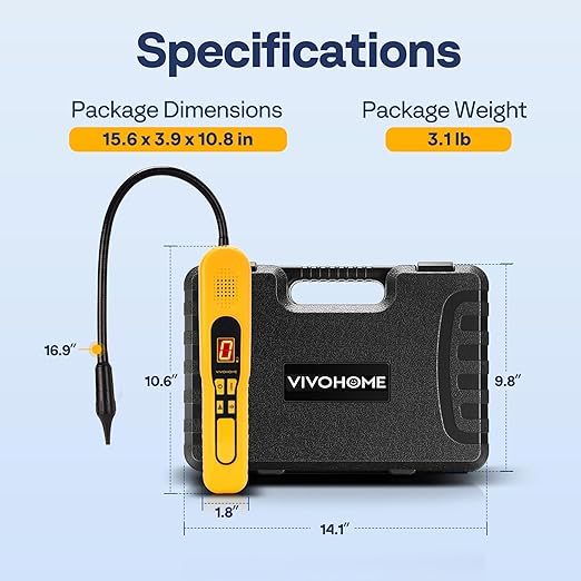 VIVOHOME HVAC Refrigerant Freon Leak Detector, Battery Powered, AC Sniffer Leak Detector for R134a R410a R1234yf R454B R32 CFCs HCFCs HFCs HFOs HCs, Max Sensitivity up to 0.1oz./yr