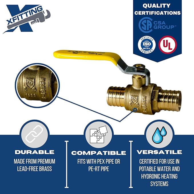 XFITTING 2 Pieces 1" Pex Ball Valve, 23-1-1=2X (2 Packs)