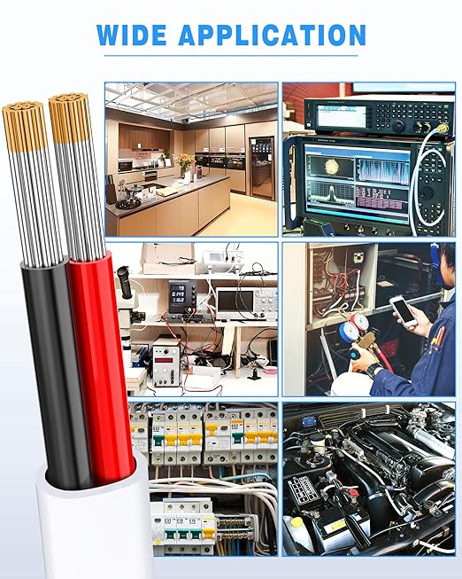 NAOVEO 10 Gauge Wire 2 Conductor Electrical Wire, 10 AWG Stranded PVC Tinned Copper Cable, Flexible/Low Voltage Automotive Wiring for LED Lamps, Marine, Speaker, Appliances (30FT)