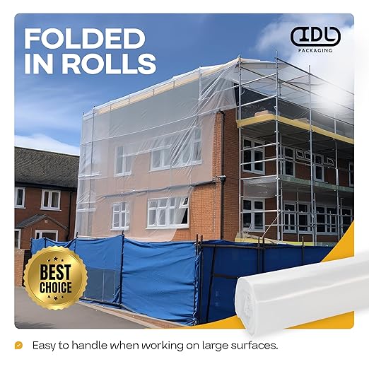 Plastic Sheeting 4 mil, 4' x 50' (200 sq.ft.) - Thick Semi-Clear Plastic Sheeting for Painting, Constructionm, Drop Cloth - Heavy Duty Plastic Sheeting - LDPE Film Roll by IDL Packaging