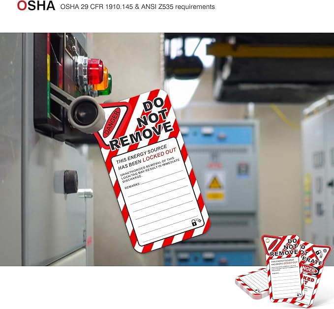 Lockout Tagout Tags - 25 Danger Do Not Operate Tags with 25 Zip Ties, Premium 30 mil Vinyl, OSHA Loto Tag for Lock Out Tag Out, Out of Service, Electrical Equipment Repair