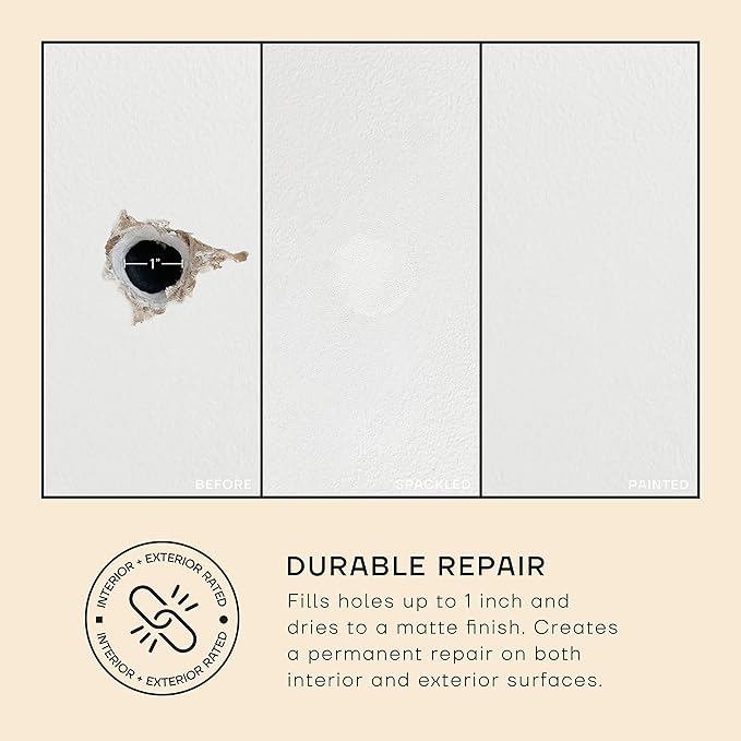 soto Small Hole Repair, Beige Spackle, 4 Ounces (No. 09 Rough Sketch) — High Strength Small Hole Filler for use on: Walls, Drywall, Ceiling, Furniture, Cabinets