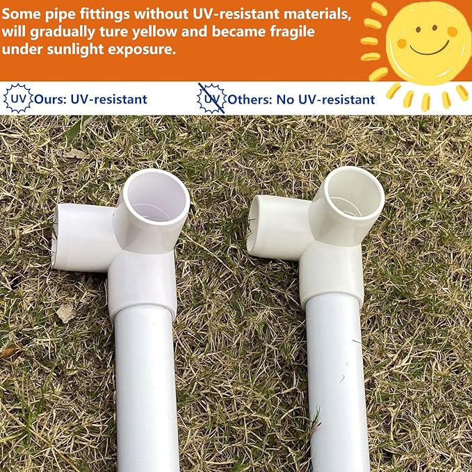 1-1/2" PVC Fittings 3 Way (10-Pack) Furniture Grade, Elbow Connector, Heavy Duty for DIY Furniture, Frames, UV Resistant - Compatible with 1-1/2" Schedule 40 PVC Pipes‌