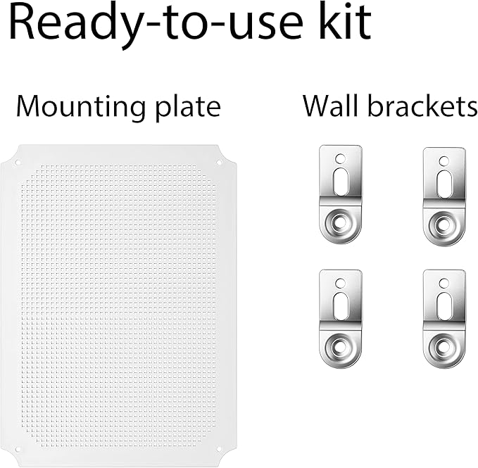Junction Box, IP67 Waterproof Plastic Enclosure for Electrical Project, Hinged Grey Cover, Includes Mounting Plate and Wall Bracket (Grey Cover with Inner Door, 16.1"x12.2"x7.1")