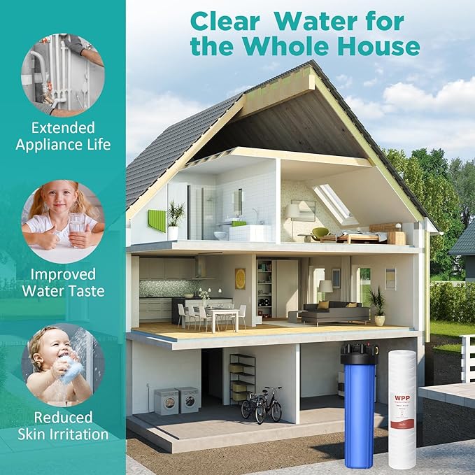20 x 4.5 Inch 5 Micron String Wound Sediment Water Filter Cartridge, SimPure Whole House Sediment Well Water Filter Replacement for Well Water, Fits DB20P DB20P-3 (2 Pack)