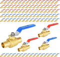 100-Pack Foskan 1" PEX Crimp Ball Valve, Brass Quarter Turn Full Port Shut-off Valve for PEX Tubing(Blue and Red)