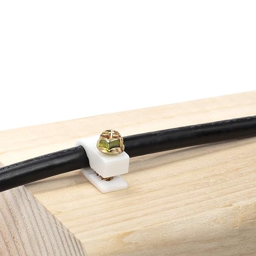 THE CIMPLE CO Ribbed Plastic Conical Anchors and White Cable Screw Clips - for Concrete, Stucco, Brick, Drywall, and Similar - Kit of 50 Screw Clips, and 50 Anchors