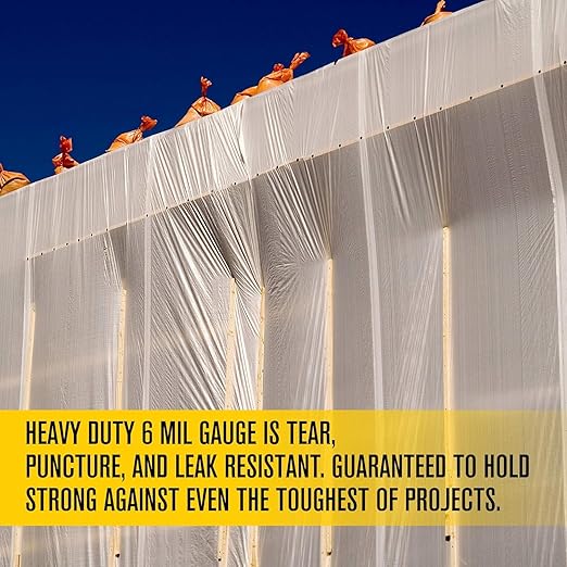 Aluf Plastics Plastic Sheeting - 10' x 100', 6 MIL Heavy Duty Gauge - Clear Vapor and Moisture Barrier Sheet Tarp/Drop Cloth for Painting, Furniture Covers, Carpet Cover, Floor, Paint, Painters