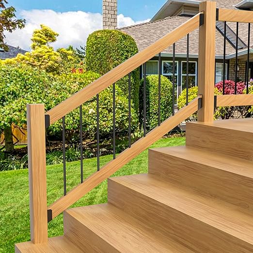 30° Stair Angle Stainless Steel Deck Railing Brackets Connectors for 2"x4" (Actual 1.5"x3.5") Railing Wood Post Stair Fence Railing Connectors with Coated Wood Screws,(8 Pair/Black)