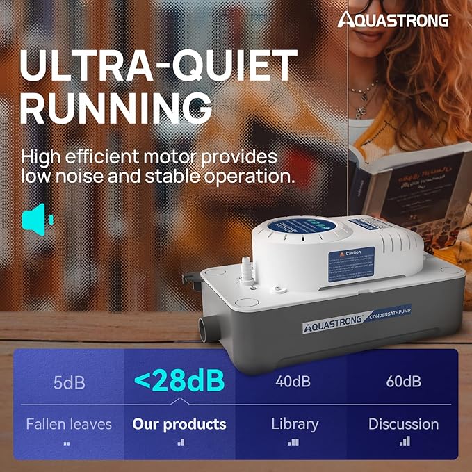 Aquastrong 1/38 HP 85 GPH HVAC Condensate Pump, 115V/230V, Automatic Safety Switch, AC Condensate Removal for Air Conditioner, Furnace, Dehumidifier, 3.3' Power Cord