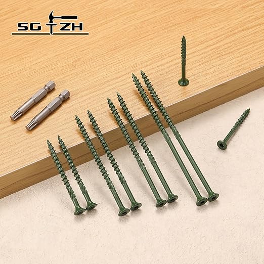 #10 x 4 Inch Deck Screws (103Pcs) 2lb. Carbon Steel, Green, Flat Head, Rust Resistant epoxy Coated, with T25 Star Bit
