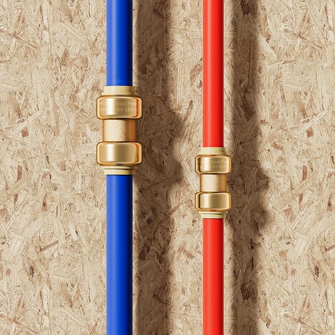HQMPC 1" Pex fitting Straight Coupling Push Fit PEX Fittings, Push-to-Connect Copper, CPVC, No Pb Brass Plumbing Fittings (2, 1 Inch(1"))