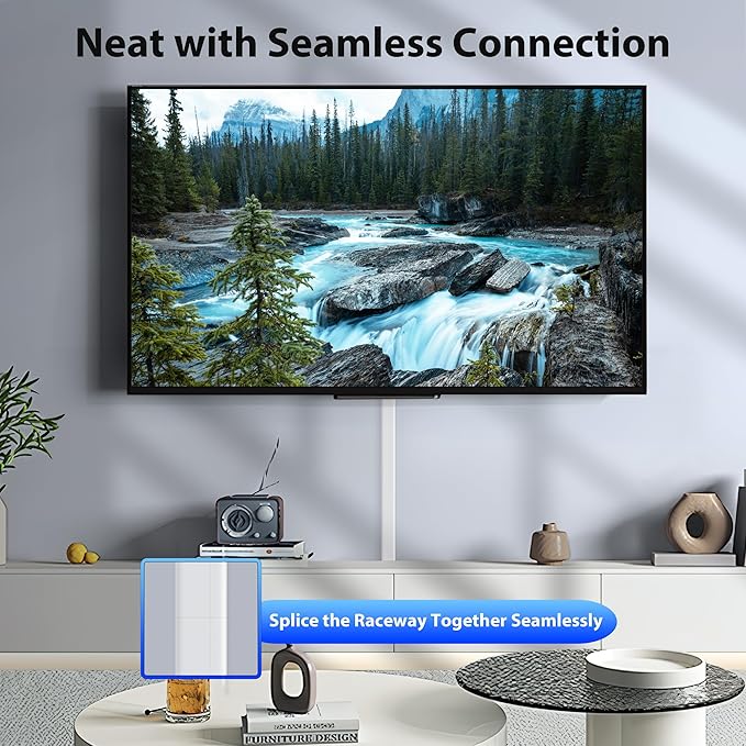 ZhiYo Large Capacity Wire Hiders for TV on Wall for 2-4 Cords, 63in (4xL15.8in) PVC Cable Cover with Adhesive Tape, Snap and Lock Design for Wall Mounted TV, Black Cord Covers for Wires on Wall